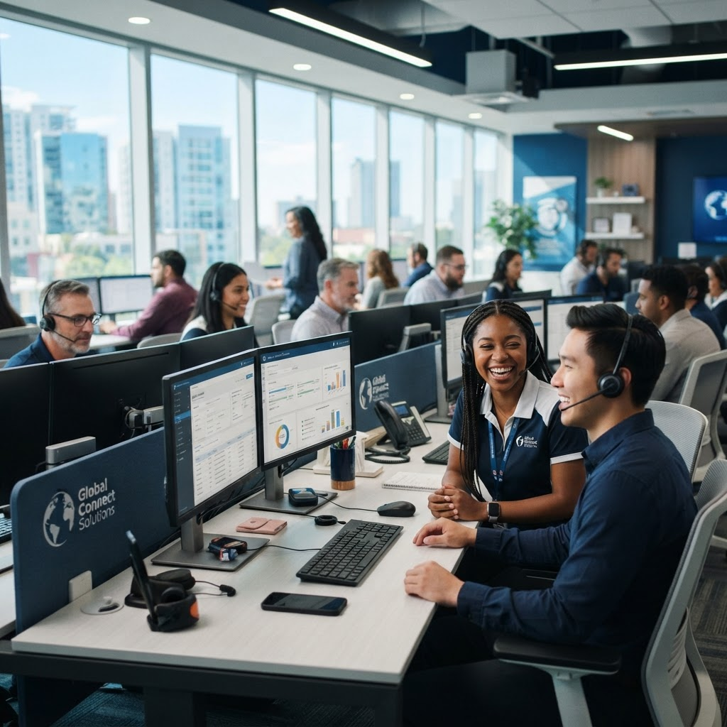 ScaleVelo support team working at a modern operations center